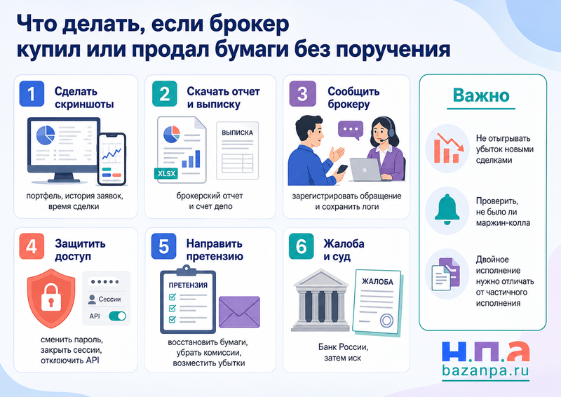 Брокер купил или продал ценные бумаги без поручения клиента как отменить последствия и взыскать убытки