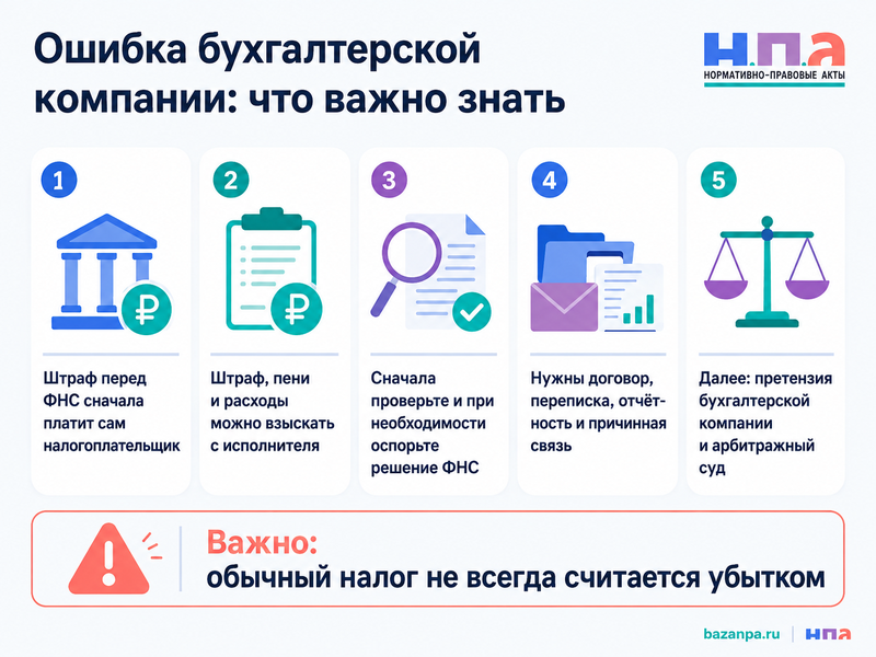 Бухгалтерская компания допустила ошибку и клиент получил штраф что делать