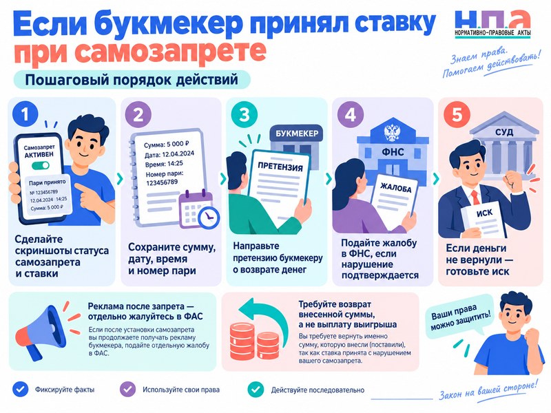 Букмекер нарушил самозапрет - куда жаловаться и как вернуть деньги