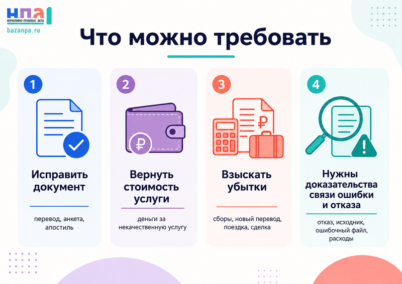Бюро переводов или визовый посредник допустили ошибку в документах как вернуть деньги и взыскать убытки