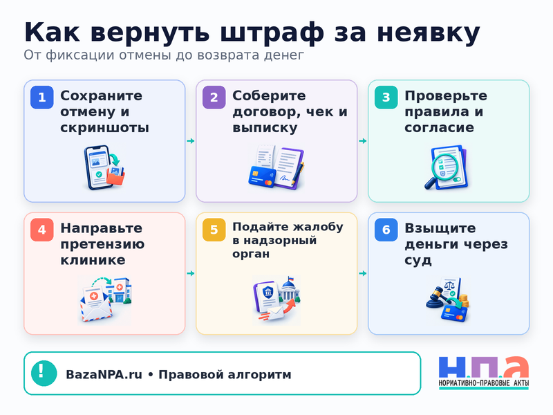 Частная клиника начислила штраф за неявку как оспорить и вернуть деньги