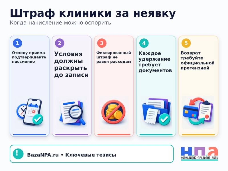 Частная клиника начислила штраф за неявку как оспорить и вернуть деньги