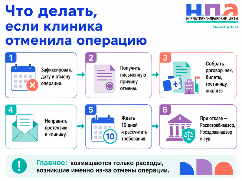 Частная клиника отменила оплаченную операцию кто возместит анализы, билеты и проживание