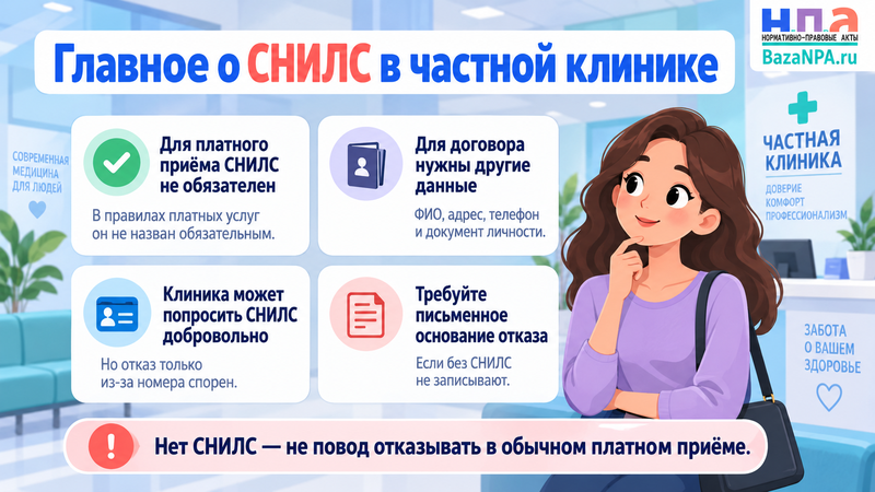 Частная клиника требует СНИЛС: обязателен ли он для платного приема
