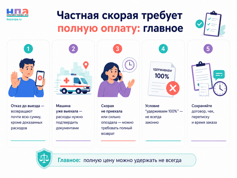 Частная скораЧастная скорая помощь или медицинский транспорт требуют полную стоимость, хотя перевозка не состояласья помощь или медицинский транспорт требуют полную стоимость, хотя перевозка не состоялась