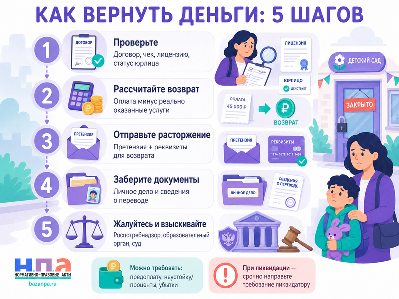 Частный детский сад закрылся, лишился лицензии или не возвращает предоплату