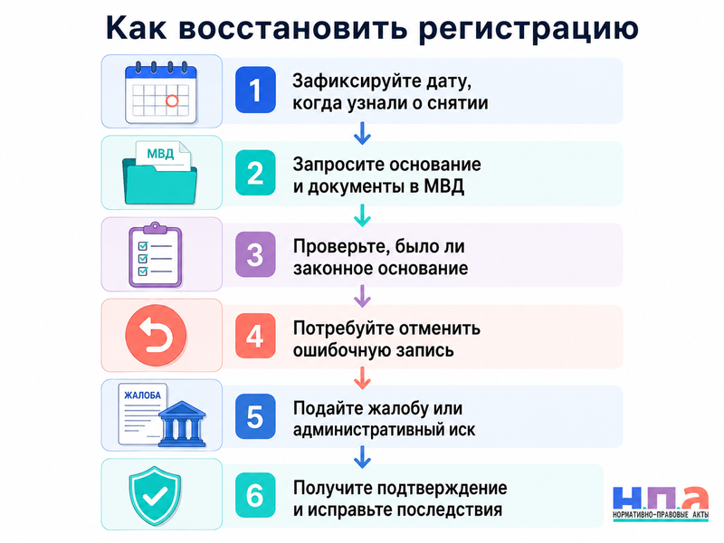 Человека сняли с регистрационного учета без его заявления и решения суда как восстановить прописку
