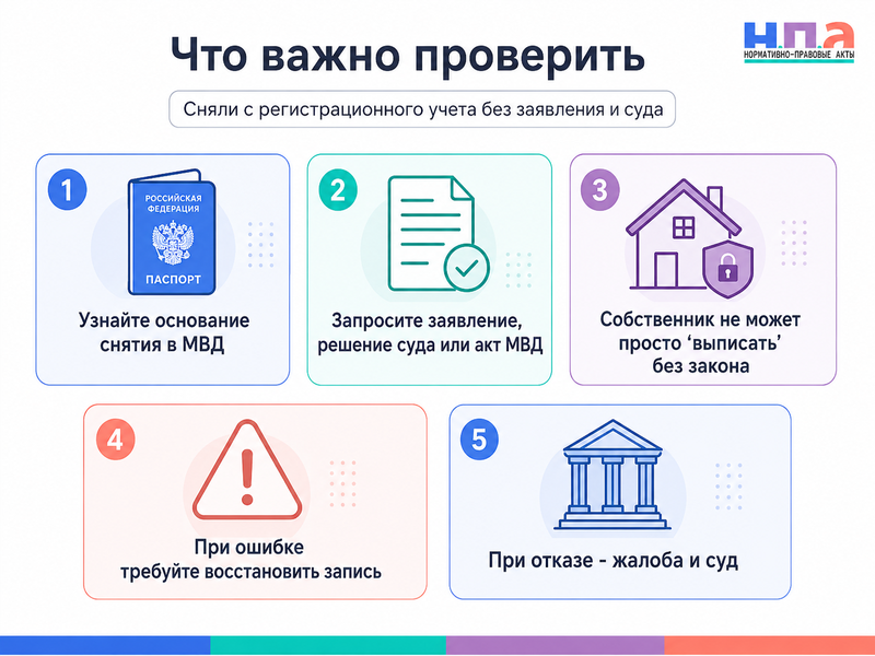 Человека сняли с регистрационного учета без его заявления и решения суда как восстановить прописку