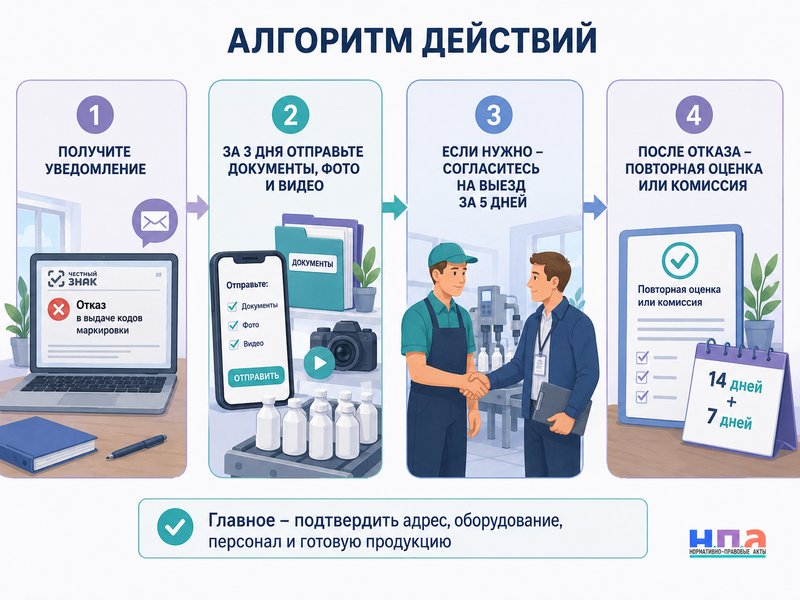 «Честный знак» отказал в выдаче кодов маркировки как подтвердить реальное производство с 6 июля 2026 года