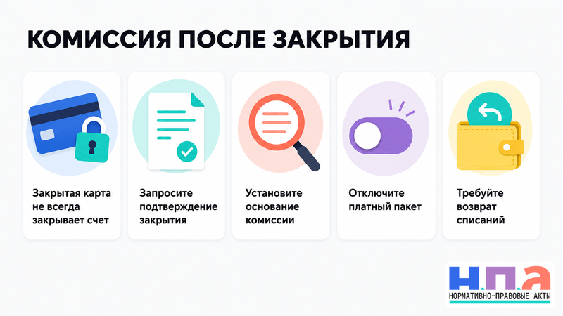 Что делать, если банк списывает комиссию после закрытия карты или счета