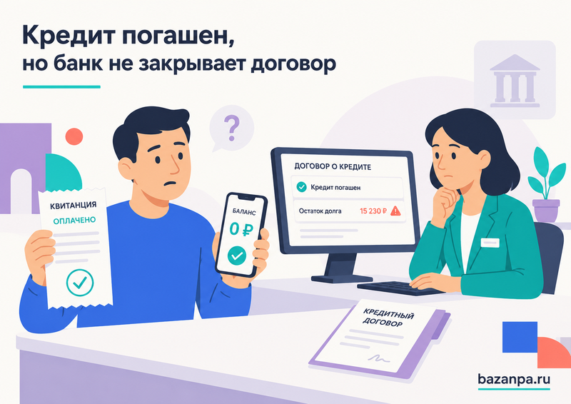 Что делать, если кредит полностью погашен, но банк не закрывает договор