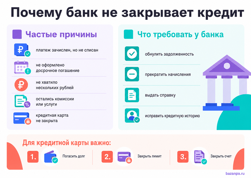 Что делать, если кредит полностью погашен, но банк не закрывает договор