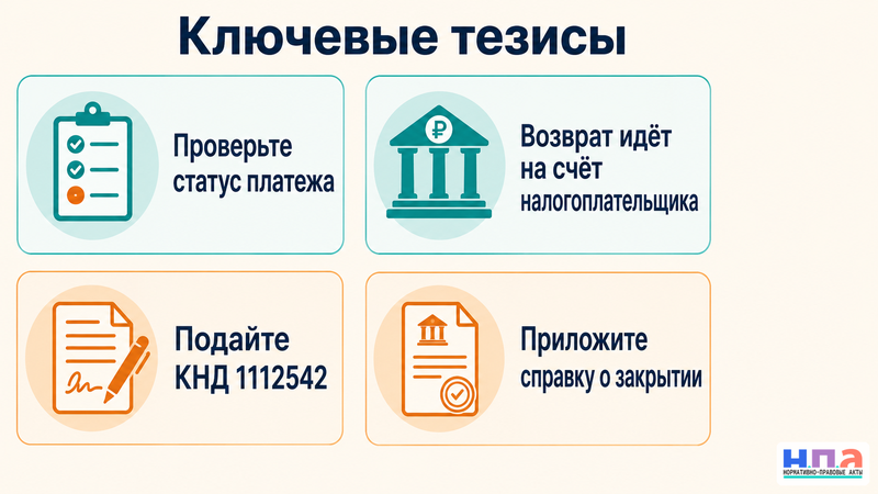 Что делать, если налоговый вычет или переплату отправили на закрытый счёт