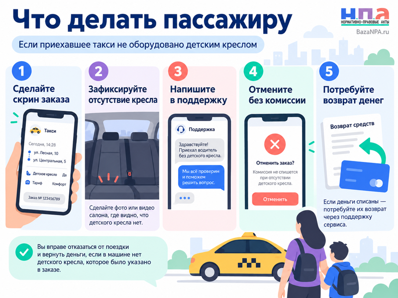 Что делать, если такси приехало без заказанного детского кресла