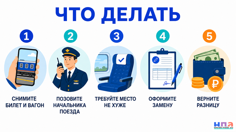 Что делать, если в поезде заменили вагон, класс обслуживания или место на худшее