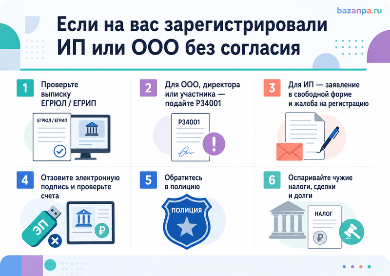 Что делать, если вас без согласия сделали ИП, участником ООО или директором