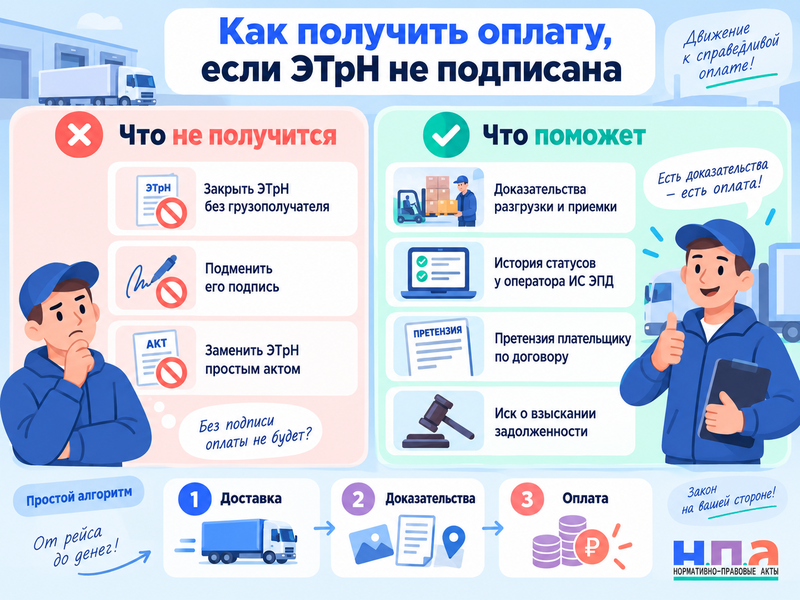 Что делать перевозчику, если грузополучатель не подписывает ЭТрН