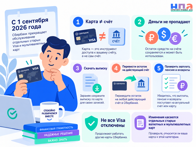Что делать с Visa или мультивалютной картой Сбера с 1 сентября 2026 года
