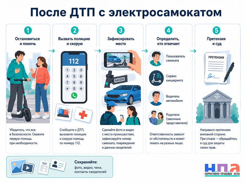 ДТП с электросамокатом в 2026 году кто возмещает вред пешеходу, автомобилю или самому водителю