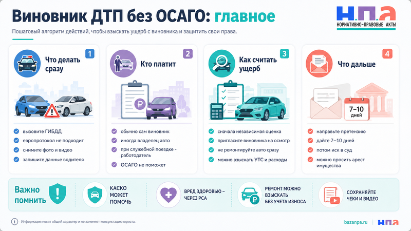 ДТП с водителем без ОСАГО как взыскать ущерб с виновника