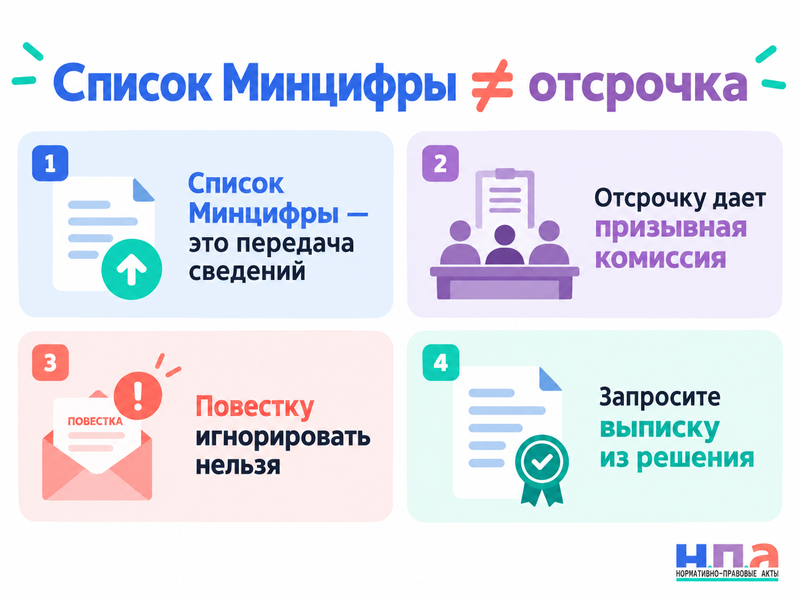 Дает ли список Минцифры ИТ-отсрочку, если пришла повестка