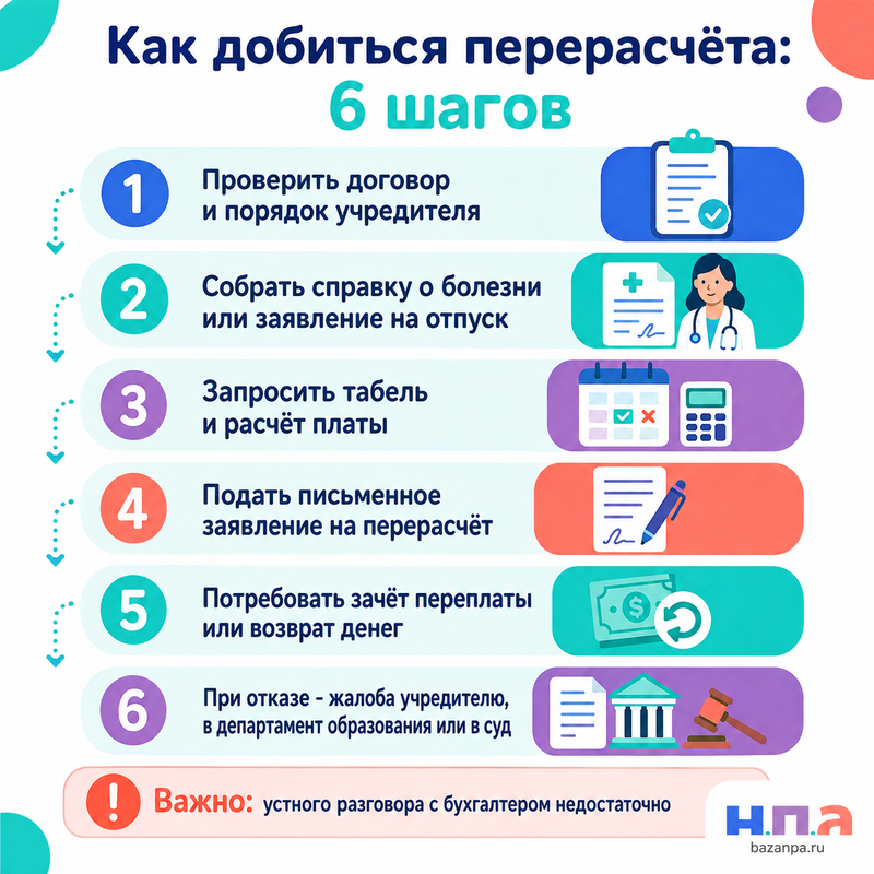 Детский сад начисляет родительскую плату за дни болезни, отпуска или отсутствия ребёнка как добиться перерасчёта