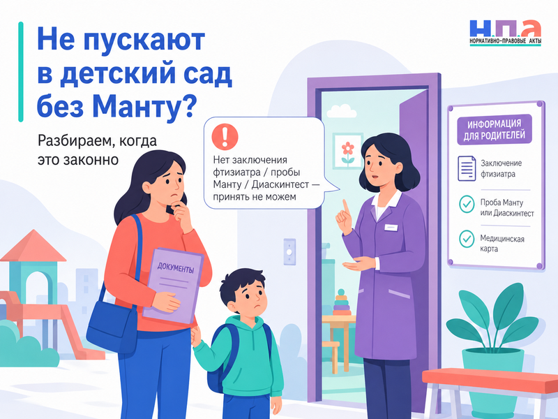 Детский сад не допускает ребёнка без пробы Манту, Диаскинтеста или заключения фтизиатра когда это законно