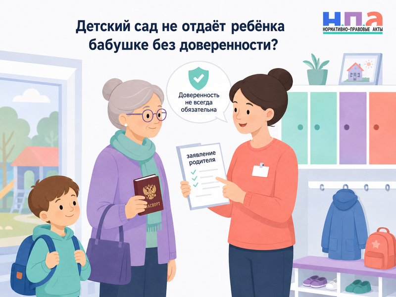 Детский сад не отдаёт ребёнка бабушке или другому родственнику без нотариальной доверенности законно ли это