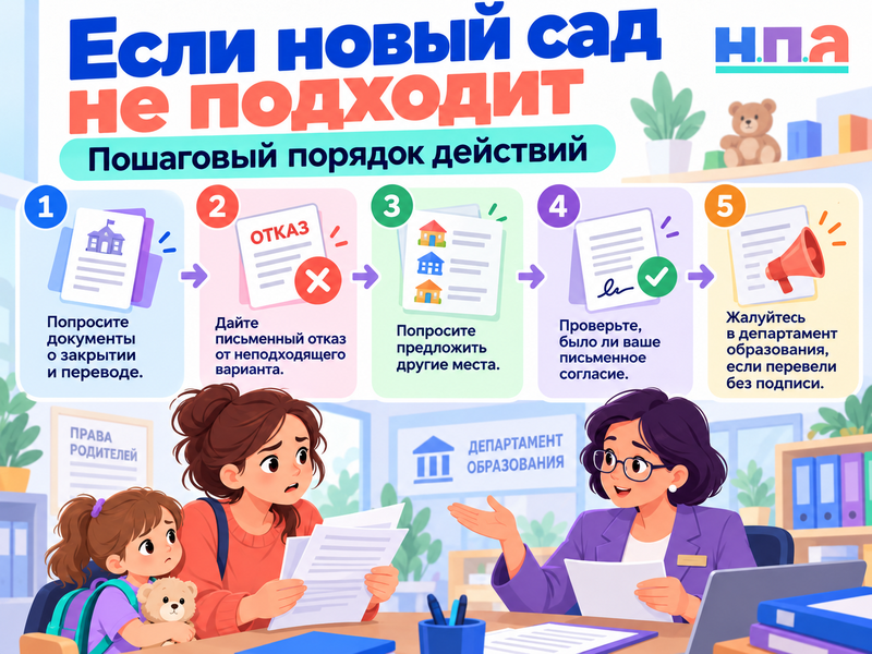 Детский сад закрывают из-за недобора - могут ли перевести ребёнка без согласия родителей