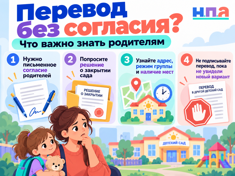 Детский сад закрывают из-за недобора - могут ли перевести ребёнка без согласия родителей