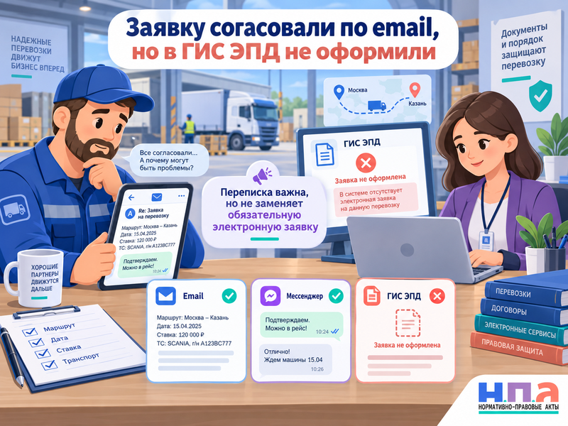 Действует ли заявка на перевозку из почты без ГИС ЭПД