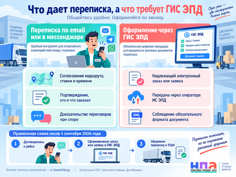 Действует ли заявка на перевозку из почты без ГИС ЭПД