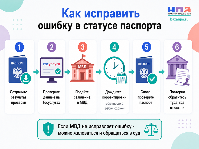 Действующий паспорт числится недействительным в базе МВД как исправить статус