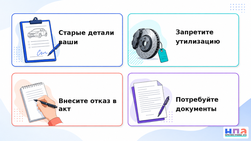 Дилер или автосервис не возвращает замененные детали как получить старые запчасти