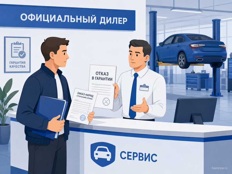Дилер снял автомобиль с гарантии из-за обслуживания в стороннем сервисе когда отказ незаконен