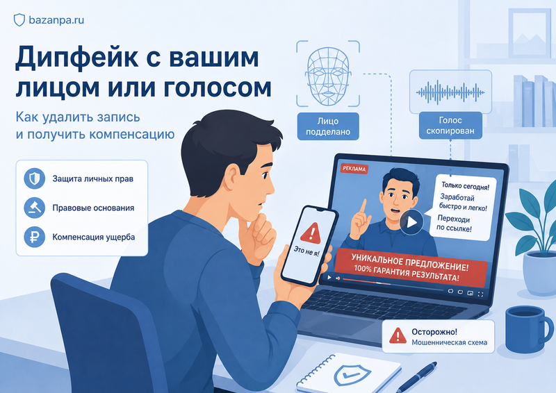 Дипфейк с лицом или голосом человека используют в рекламе либо для мошенничества как удалить запись и получить компенсацию