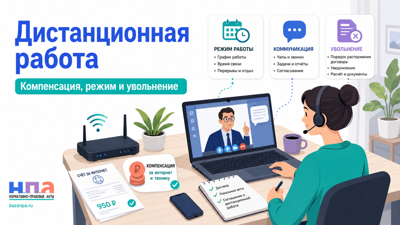 Дистанционная работа компенсация за интернет и технику, режим работы и увольнение