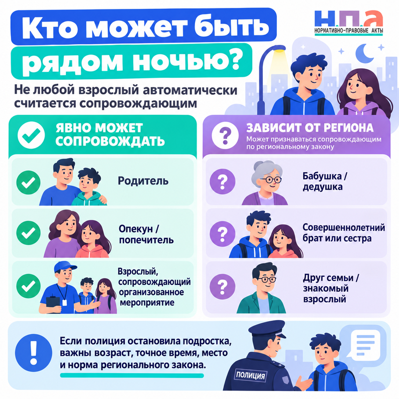До скольки подростку можно гулять одному и кто может быть рядом ночью