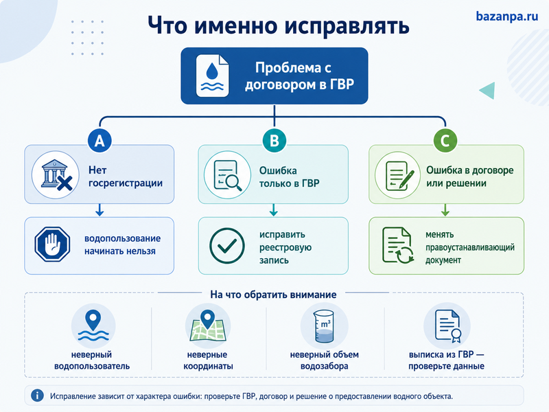 Договор водопользования отсутствует в Государственном водном реестре