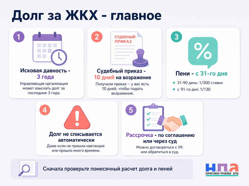 Долг за ЖКХ срок исковой давности, судебный приказ, пени и рассрочка оплаты