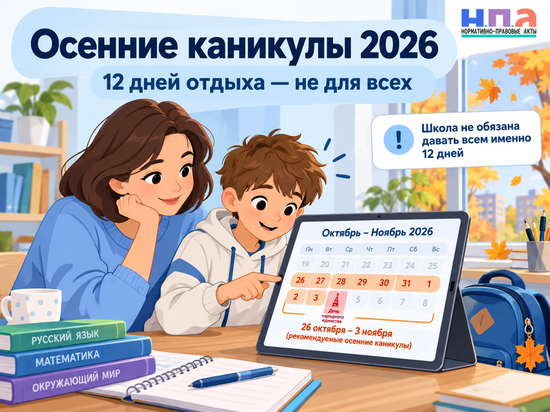 Должна ли школа отпустить детей на 12 дней осенью 2026 года