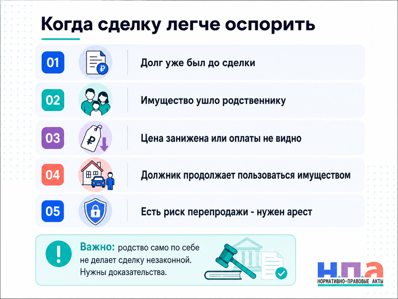 Должник переписал имущество на родственников что можно сделать