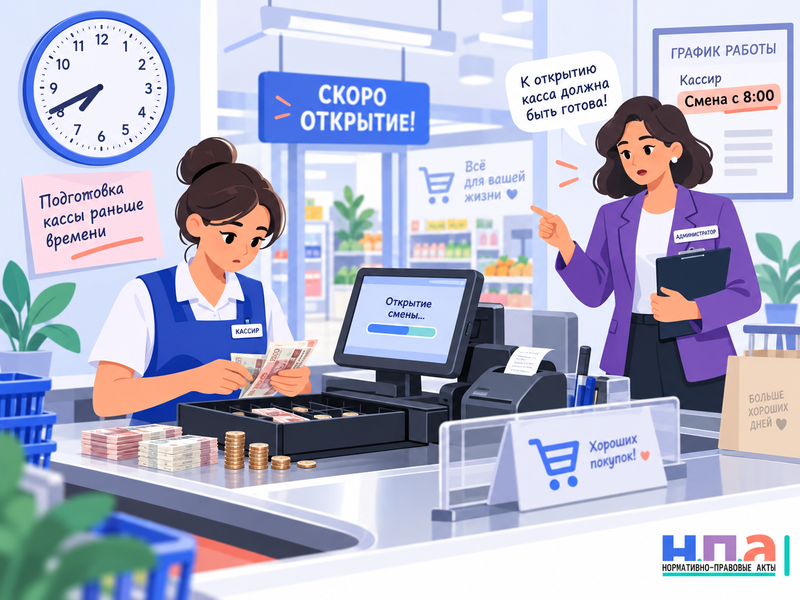 Должны ли кассиру оплачивать пересчёт кассы до начала смены