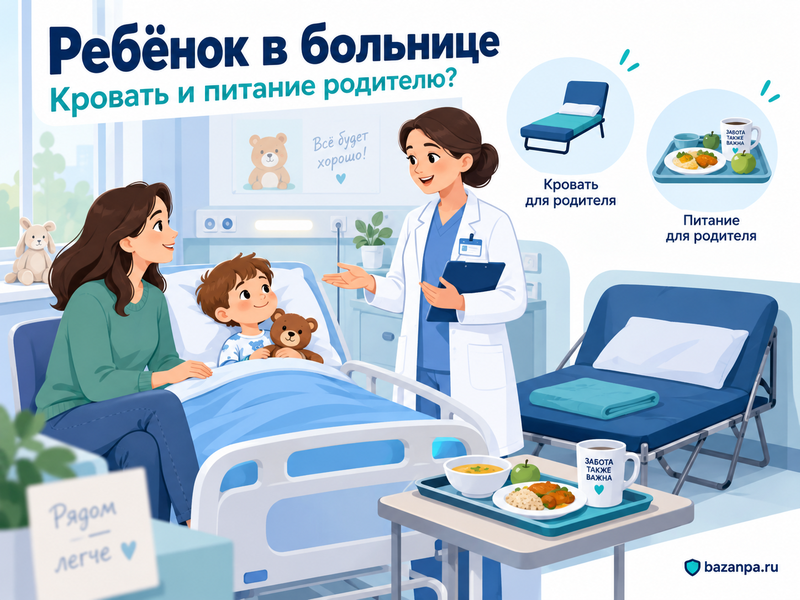 Должны ли родителю дать кровать и питание, если ребёнок в больнице