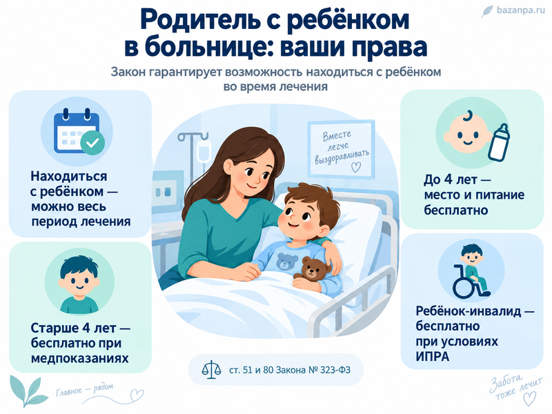 Должны ли родителю дать кровать и питание, если ребёнок в больнице