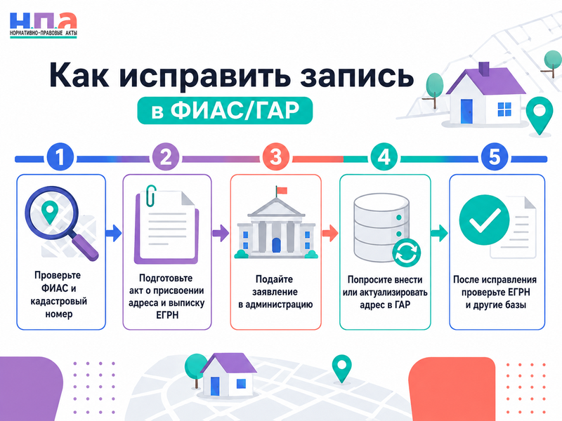 Дому или помещению присвоен адрес, но его нет в ФИАСГАР как исправить запись