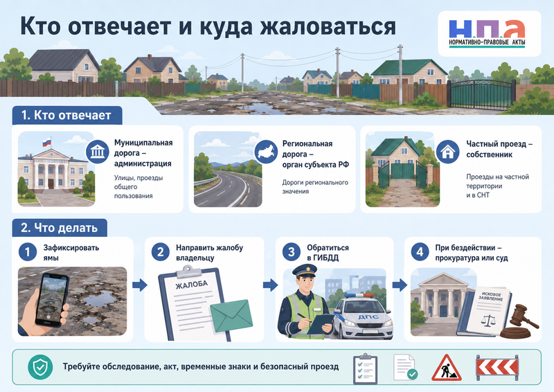 Дорогу в частном секторе не ремонтируют кто отвечает и куда подавать жалобу