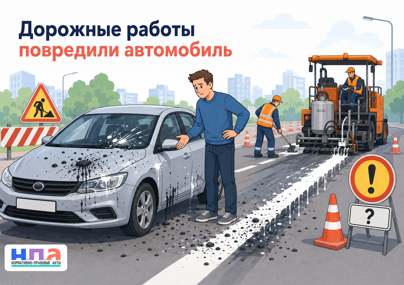 Дорожная краска, битум, гудрон или щебень при ремонте дороги повредили автомобиль кто платит