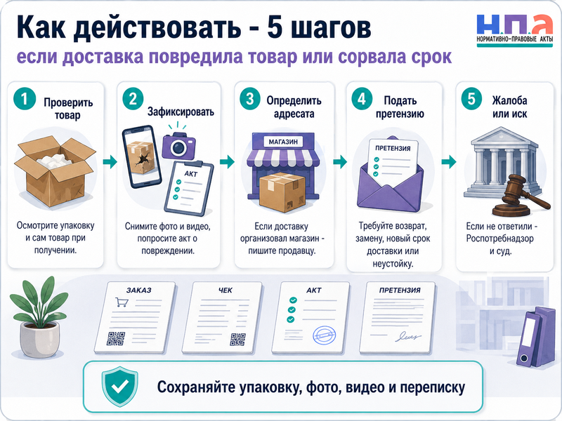 Доставка повредила товар или сорвала срок кто отвечает и как вернуть деньги