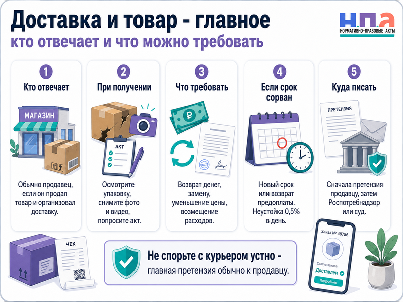 Доставка повредила товар или сорвала срок кто отвечает и как вернуть деньги